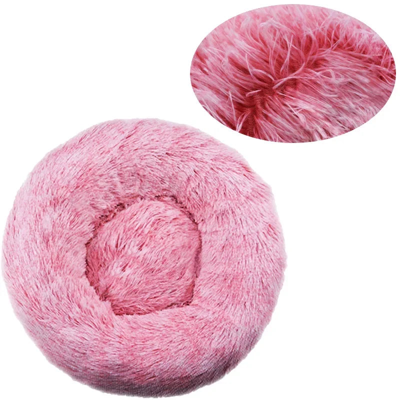 Round Plush Dog Bed — Ultra-Soft & Washable