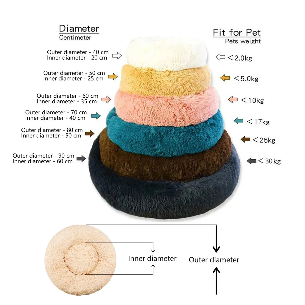 Round Plush Dog Bed — Ultra-Soft & Washable