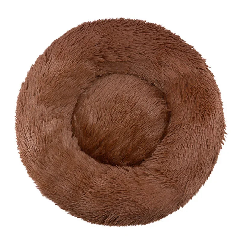 Round Plush Dog Bed — Ultra-Soft & Washable