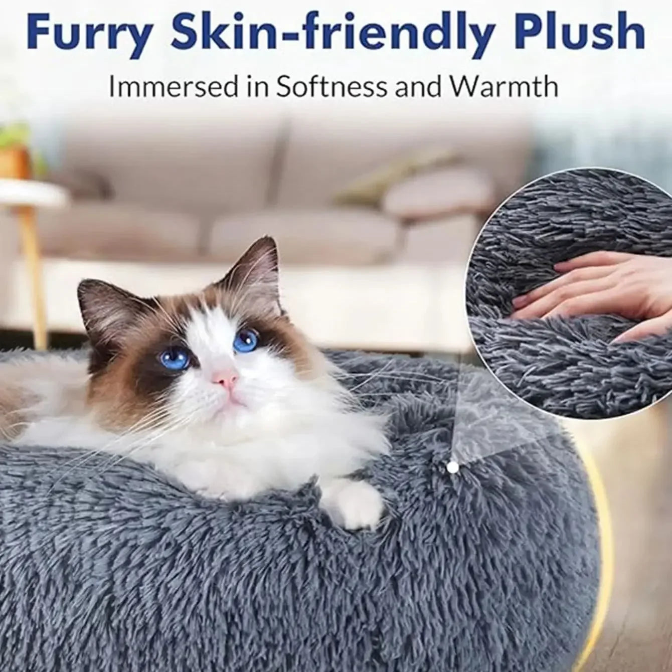 Round Plush Dog Bed — Ultra-Soft & Washable