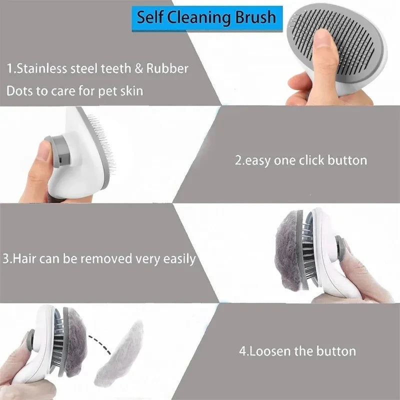 Self-Cleaning Slicker Brush — Dog & Cat Grooming