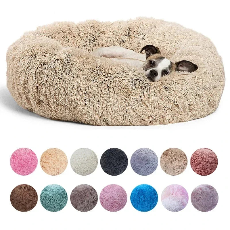 Round Plush Dog Bed — Ultra-Soft & Washable