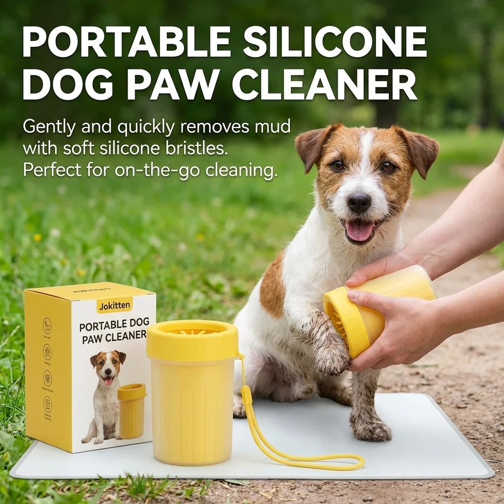 Dog paw cleaning cup silicone bristles — Dogora grooming accessory