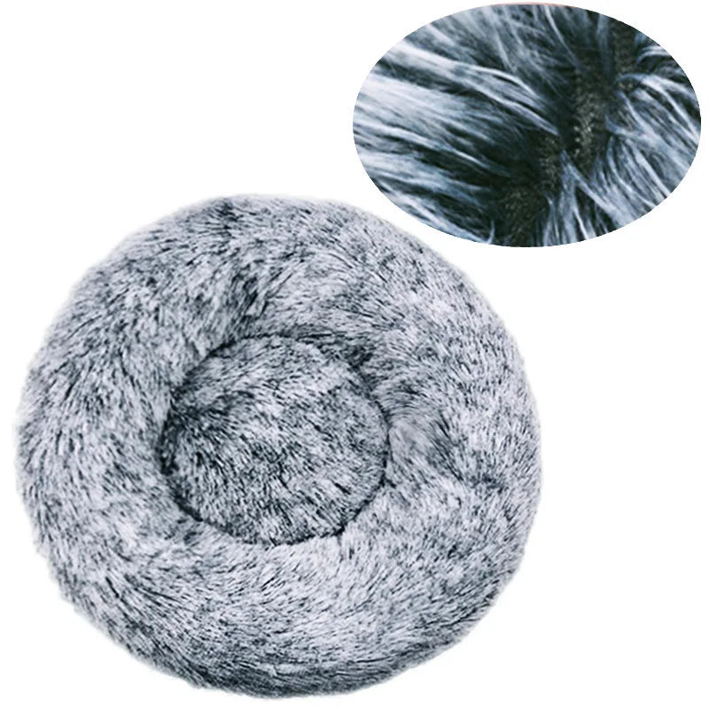 Round Plush Dog Bed — Ultra-Soft & Washable