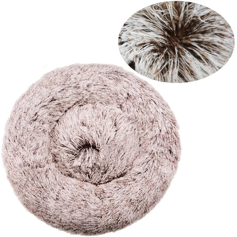 Round Plush Dog Bed — Ultra-Soft & Washable