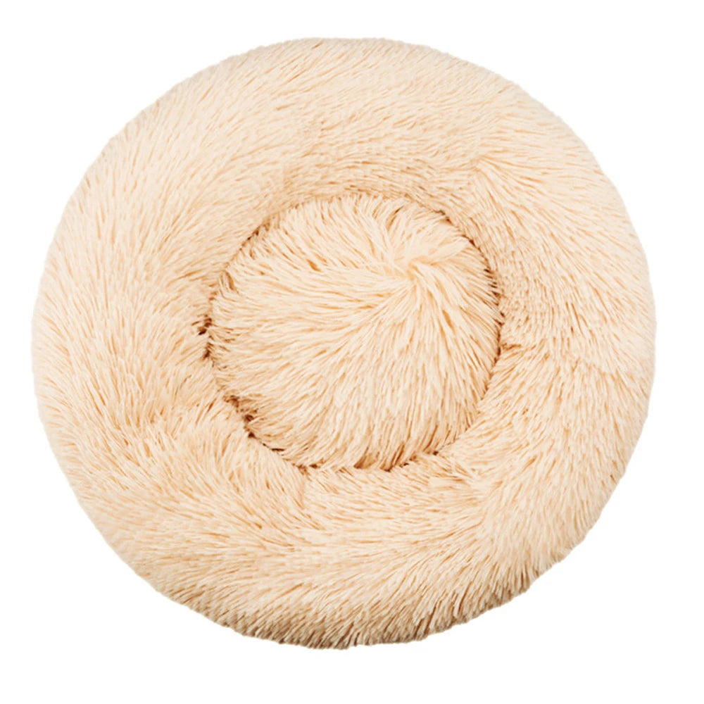 Round Plush Dog Bed — Ultra-Soft & Washable