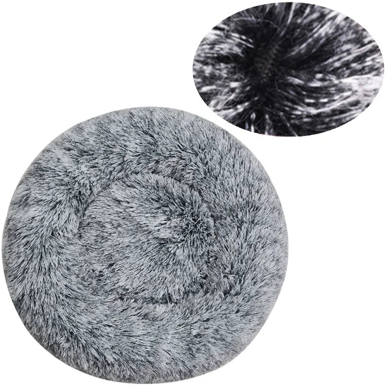 Round Plush Dog Bed — Ultra-Soft & Washable