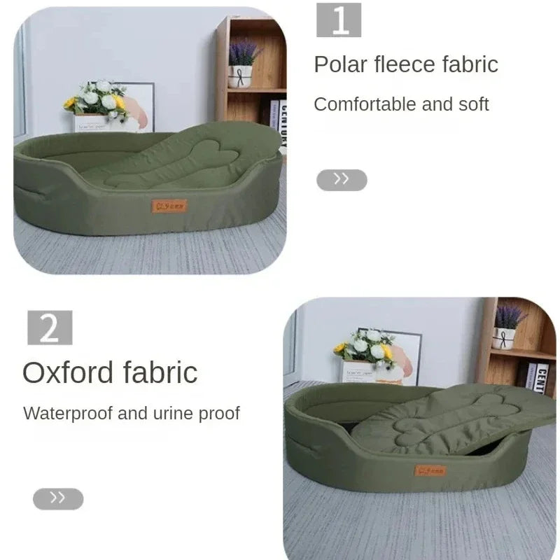 Double-Sided Fleece Dog Bed — Reversible & Washable