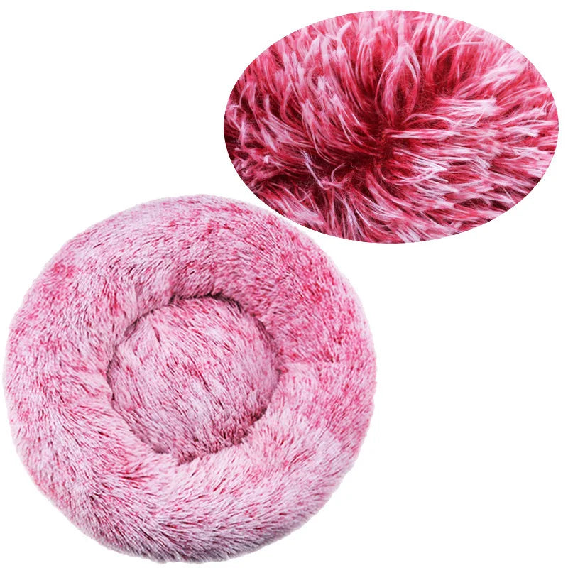 Round Plush Dog Bed — Ultra-Soft & Washable
